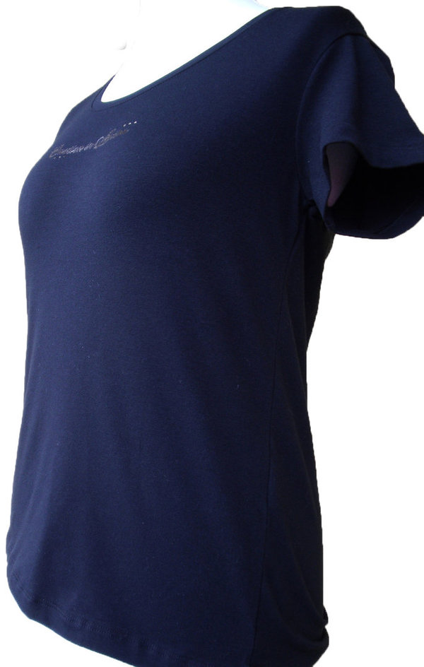 Damen-T-Shirt Sportshirt, schwarzes T-Shirt mit rundem Ausschnitt