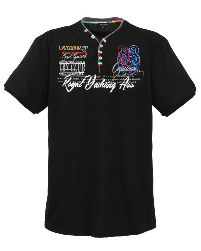 Herren T-Shirt mit V-Ausschnitt, in schwarz Gr. 5XL Übergröße Lavecchia 608